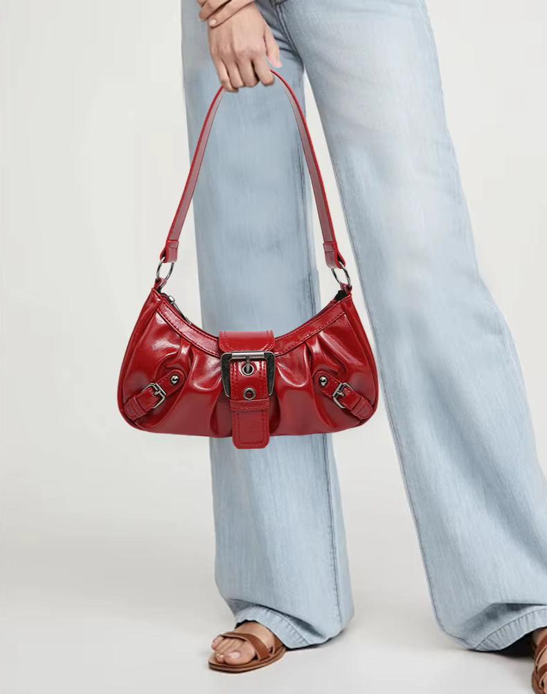 Urban Muse Distressed Faux Leather Buckle Hobo Bag