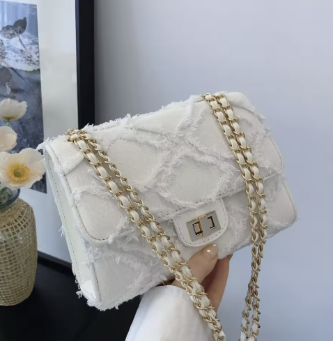 Celeste Quilted Denim Chain Bag