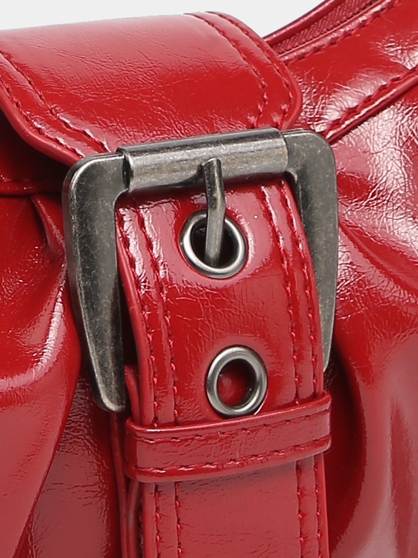 Urban Muse Distressed Faux Leather Buckle Hobo Bag