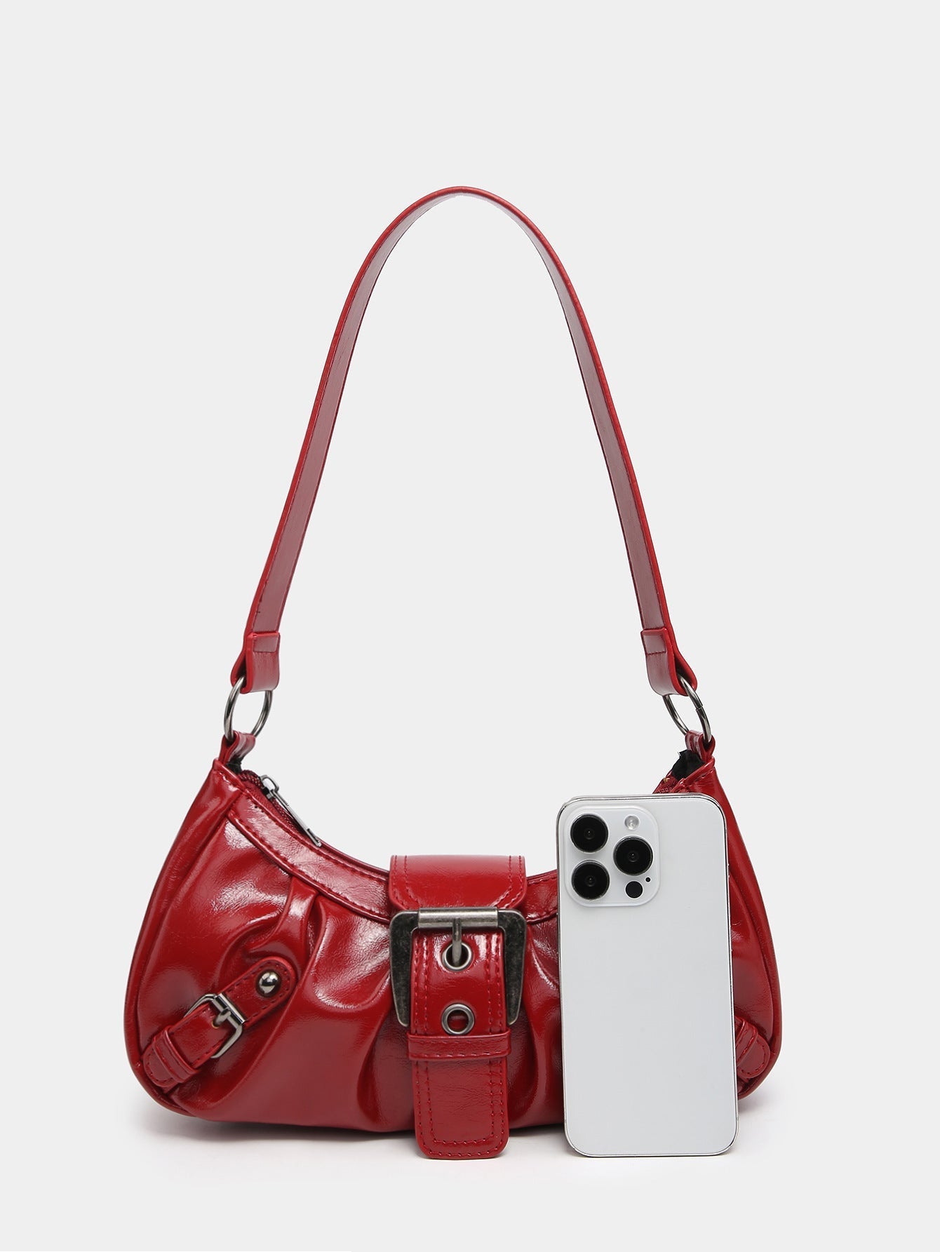 Urban Muse Distressed Faux Leather Buckle Hobo Bag