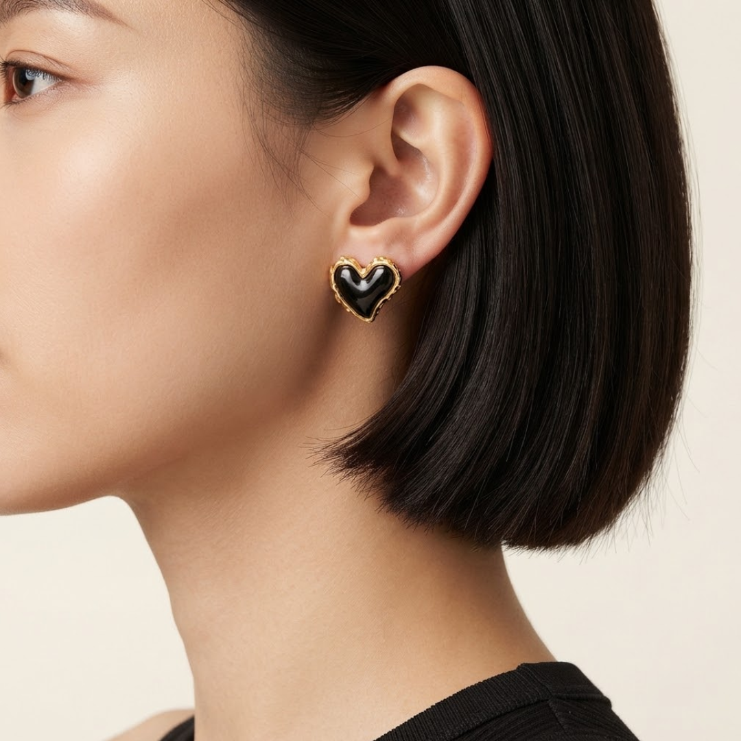 Amari Obsidian Heart Earrings