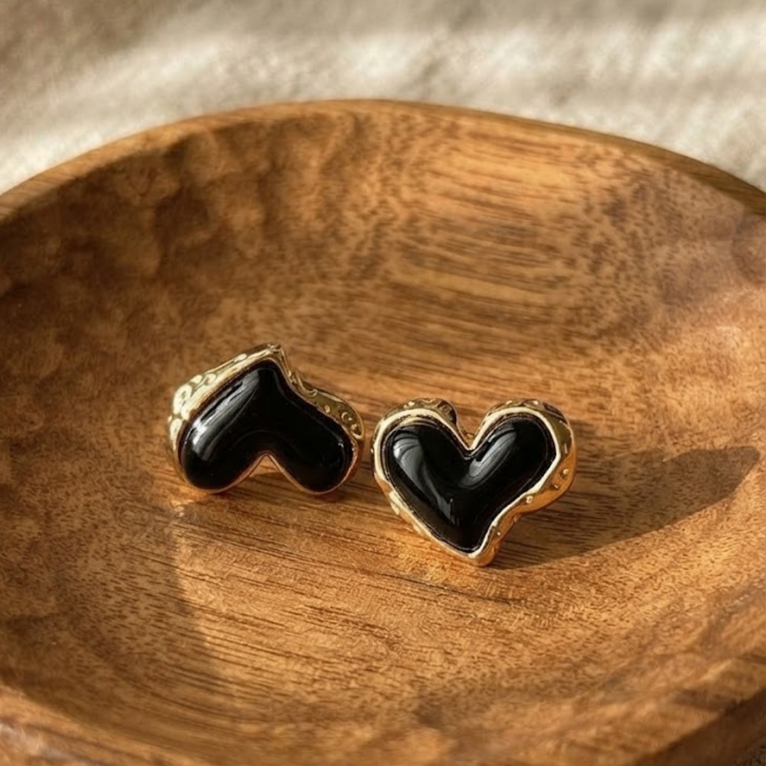 Amari Obsidian Heart Earrings