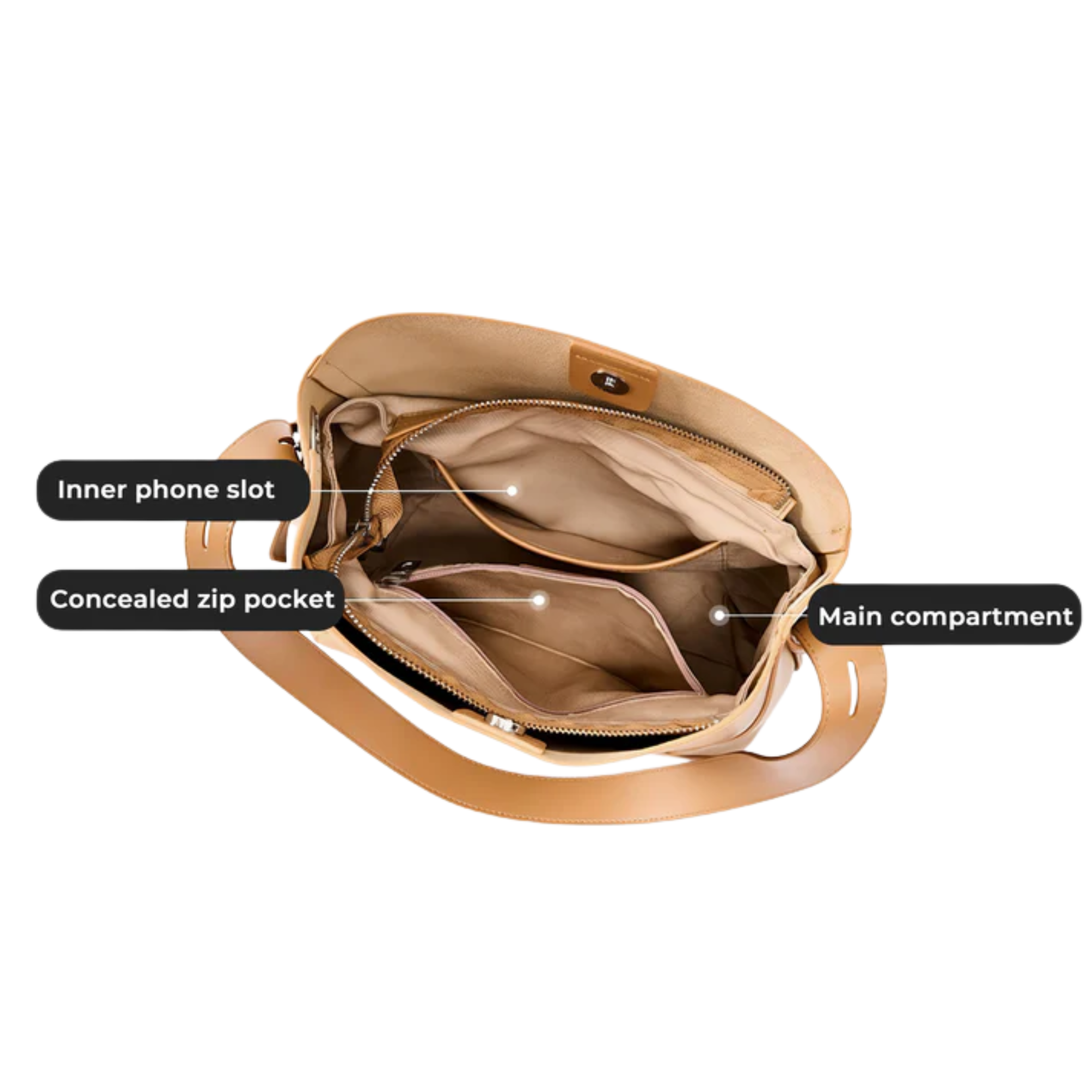 Ardena Echtleder Crossbody- und Schultertasche im Oversized Bucket-Design