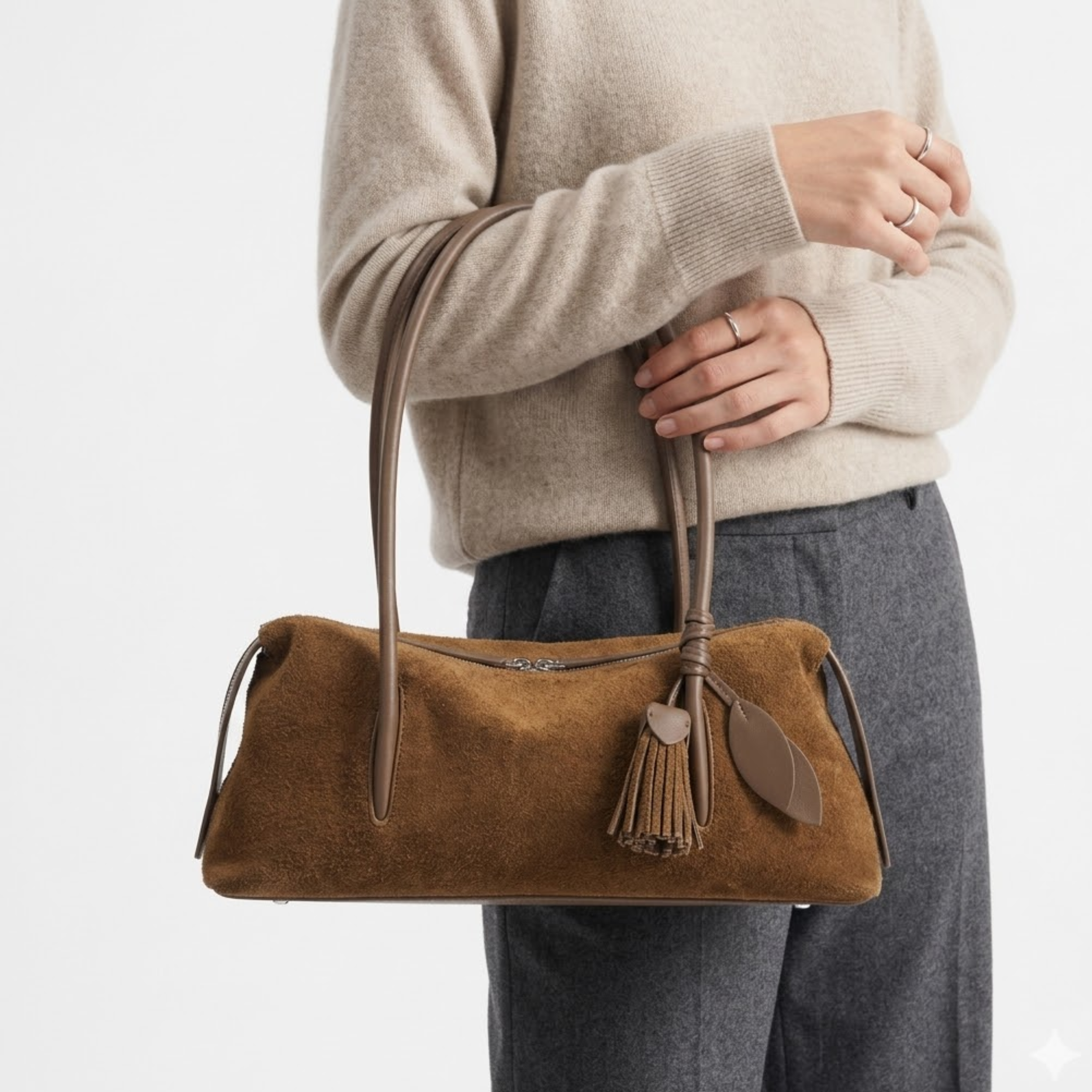 Amaranthe Echtleder Quasten-Anhänger Schulterkissen Tasche