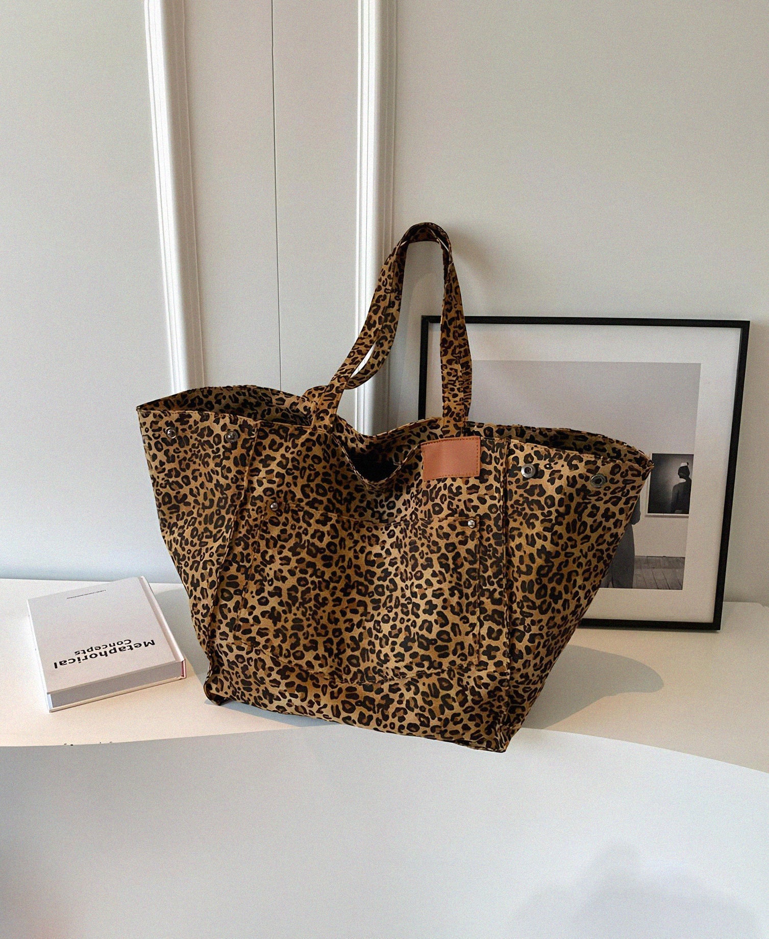 Savanna Luxe Oversized Leopard Canvas Tote